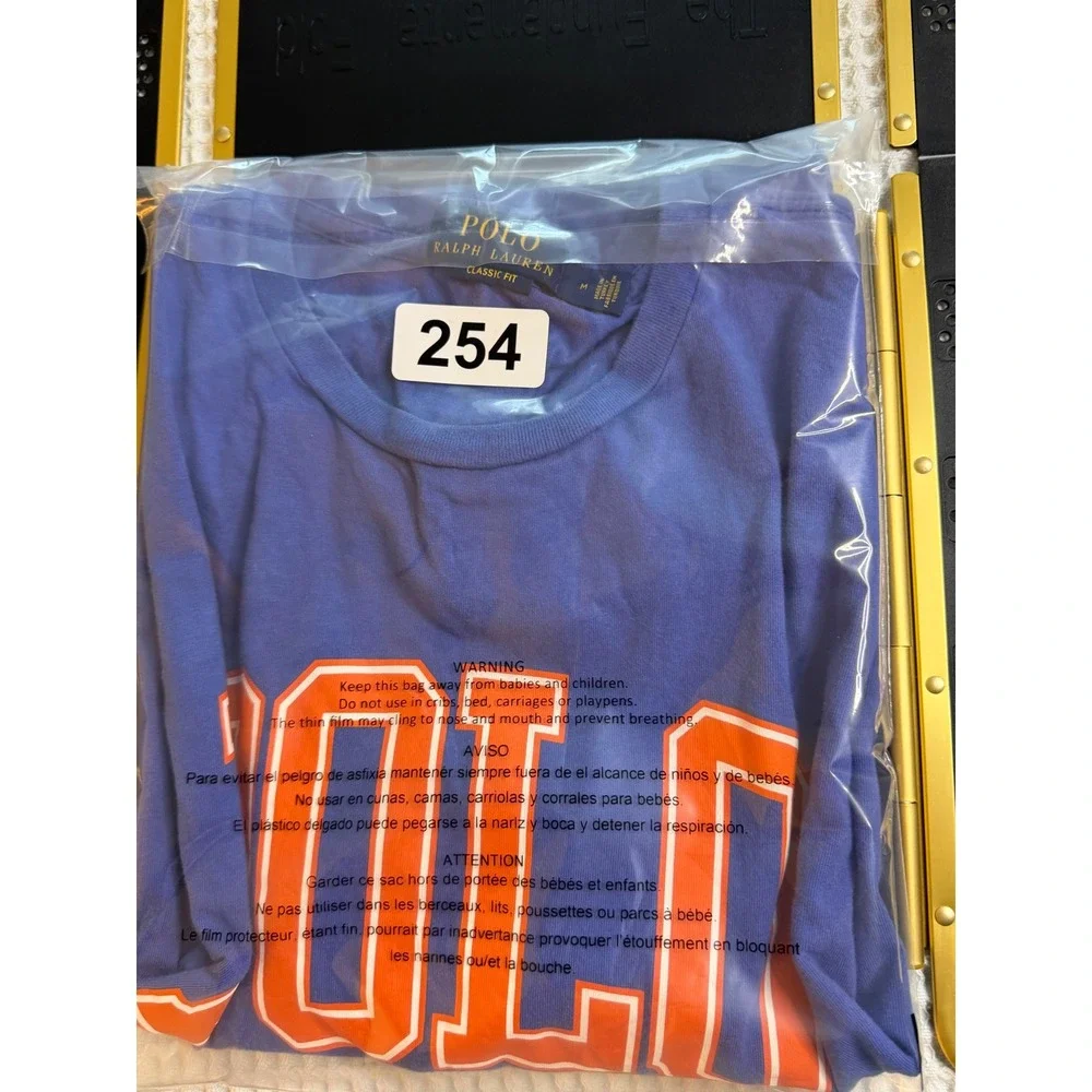 Polo Ralph Lauren T-Shirt Mens M Blue Orange Graphic Classic Fit Tee